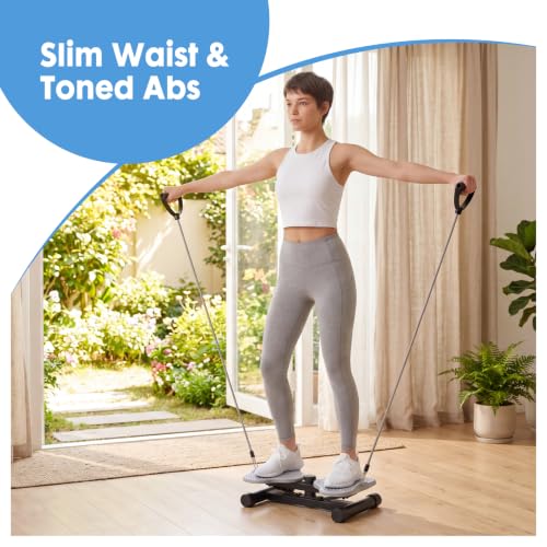 DUMOS Waist Twister Machine Exercise, Ab Twister Board, 300 lbs Capacity, Noiseless Fitness Tool for Core & Belly Fat Workout, Anti-Slip Home Gym Equipment - color: Light Grey