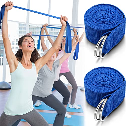 6 Pcs Yoga Strap for Stretching 8 ft Yoga Exercise Adjustable Straps Bands with Safe D Ring Buckle for Pilates, Gym Workouts, Fitness, Physical Exercise, Dance, Improve Flexibility - color: Royal Blue