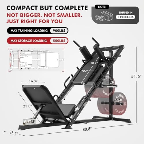 Mikolo Leg Press Hack Squat Machine Combo, Leg Press Machines for Home Gym with Linear Bearing, Hack Squat Machine with Rear and Front Band Pegs, Leg Machine for Full Range Leg Training - style: 230LB DD09 Lean Combo (Colored)