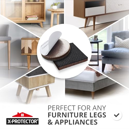 Non Slip Furniture Pads X-PROTECTOR 48PCS - 32pcs 1” Round +16pcs 2" Square | Furniture Grippers! Rubber Feet Hardwood Floor Protectors for Furniture Legs - Couch Stoppers - Keep Furniture in Place! - size: 1 & 2 inch 48 Mixed