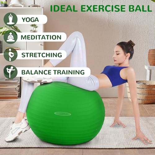 Fitvids Anti-Burst and Slip Resistant Exercise Yoga Fitness Birthing Ball with Quick Pump, 2,000-Pound Capacity, Multiple Colors and Sizes - color: Green, style: 19-22in (48-55cm), M