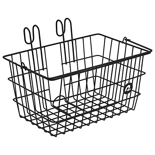 Retrospec Apollo-Lite Lift-Off Bike Basket - Detachable Steel Handlebar Basket with Carrying Handle for Commuting, Shopping & Beach Trips - 14.5in x 9.5in Weather-Resistant Biking Gear - color: Black