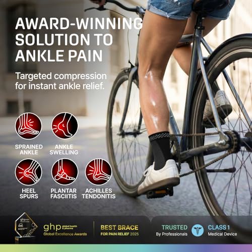 Modvel Foot & Ankle Brace Socks for Sprained Ankle Compression Sleeve - Foot Support for Women & Men - Tendonitis & Arthritis Ankle Brace Sports Running, Torn Ligaments & Women Stabilizing Ankle Wrap - color: A Black, size: Large
