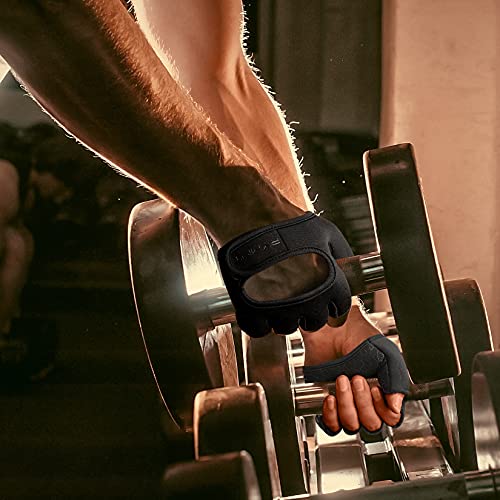 Minimal Weight Lifting Gloves,Short Micro Workout Gloves Grip Pads with Full Palm Protection & Extra Grip for Men Women Weightlifting,Gym,Exercise Training - color: Black, size: X-Small