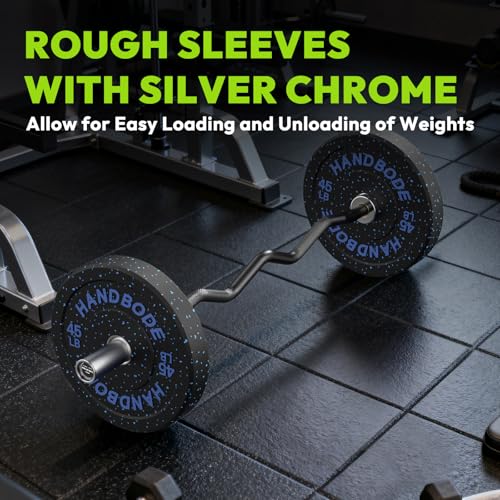 HANDBODE Olympic EZ Curl Bar 4 ft / 6.2 ft Barbell 2 Inch, 500lb / 700lb Capacity, Chrome Curling Bar for Weight Lifting, Biceps, Hip Thrusts, Squat, Home Gym Workouts - color: 4ft Curl Bar 20lb, Black & Silver