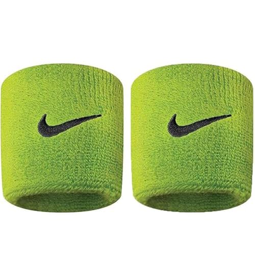 NIKE Premier Swoosh Singlewide Wristbands -Soft, Moisture-Wicking (1 Pair, 2.5" Wide) - color: Atomic Green/Black