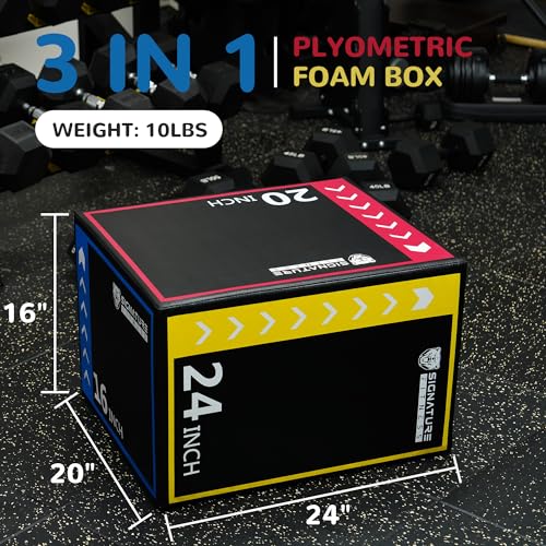 BalanceFrom 3-in-1 Rotatable Plyometric Box Jumping Exercise Trainer Workout Equipment with Anti Slip Surface & High Density Foam, 16" × 20" × 24", 10-Pound, Multi-Color