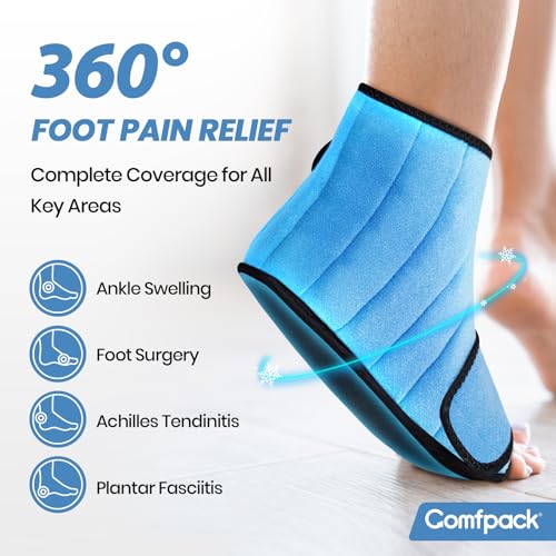 Comfpack Ankle Foot Ice Pack Wrap for Plantar Fasciitis Relief with 2 Hours Long Lasting Cold, Reusable Ice Boot for Injuries, Sprained Ankle, Swelling, Achilles Tendonitis, Surgery ﻿ - style: Foot Ice Pack Wrap