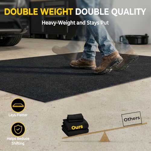 Golener Oil Spill Mat - Garage Floor Mat, Absorbent Oil Pad, Premium Maintenance Mat, Waterproof, Contain Liquid, Protect Garage Surface from Spill & Stain, Reusable, Washable, Durable, Black, 48”x96” - size: 4' x 8' (Rectangular)