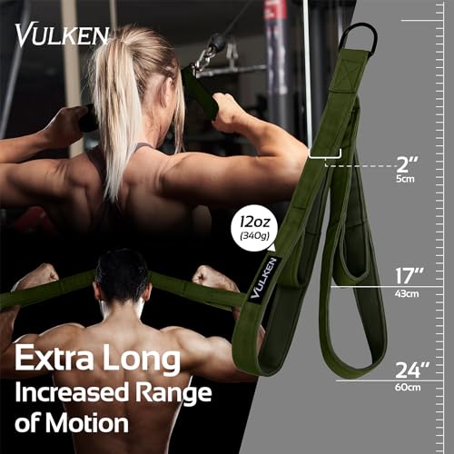 Vulken Tricep Rope Cable Attachment. Two Size in One Extra Long Pull Down Rope. Triceps Extension Straps Gym Equipment. Home Workout Handles for Resistance Bands. - color: Green