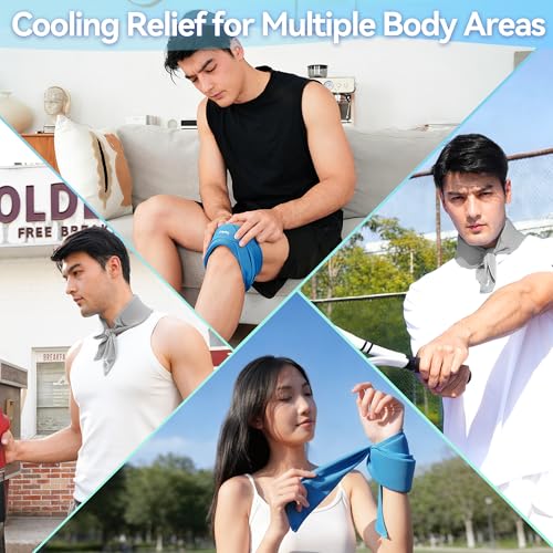 2-Pack New Upgraded Cooling Neck Wraps, Neck Coolers for Hot Weather, Leak-Proof Cooling Gel, 360° Full-Wrap, Cool Relief - Head, Neck, Wrists... - color: Blue+gray