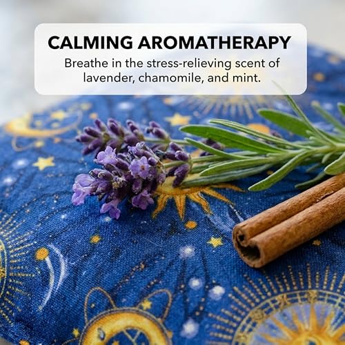 Nature's Approach Basic Herb Pack Heating Pad, Indigo | 12-herb aromatherapy rice & flaxseed fill for hot or cold therapy on neck, back, shoulders & more - style: Celestial Indigo