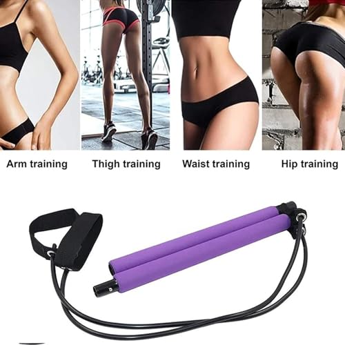 Stretched Fusion Pilates Bar Multifunctional Easy Installation Workout Bar | Elastic Portable for Home Gym, Travel, Pilates Workouts, Full Body Toning, Core Stability, Stretching, Resistance Band - color: Multicolor 1
