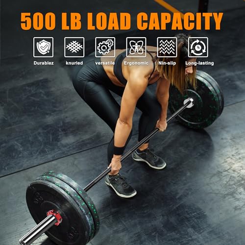 Holleyweb 2 Inch EZ Curl Bar for Biceps, Squats, Bench Press - Olympic Bar for Weightlifting & Powerlifting - color: Black, size: 86.6in/500lbs