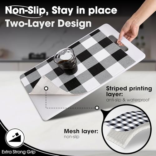 Drawer and Shelf Liner, Non-Slip Kitchen Cabinet Liners Non-Adhesive Thick Strong Grip Waterproof Washable Mats Protect Dresser Shelves Cupboard Bathroom Cabinets, Buffalo Plaid, 12 in X 10 FT - color: Buffalo Plaid, size: 11.8"W x 118"L