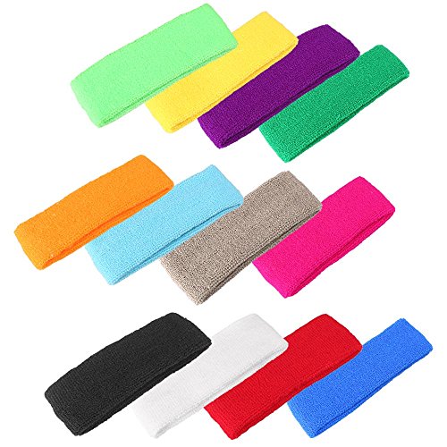 12 PCS Sports Basketball Headband Sweatband Head Sweat Band Brace Outdoor for Men Women Kids Doing Yoga Running Tennis - size: 1 Count (Pack of 12)