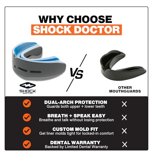Shock Doctor Nano Double Mouthguard, Protects Upper and Lower Teeth, Youth & Adult available - color: Red, size: Adult