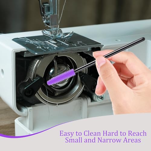 FJW Machine Cleaning Brushes, Reusable Silicone Dense Bristles Clean Brush for Sewing Machine Internal and Spool Area, The Every Nook and Cranny Sewing Machine Cleaning Tools 20 PCS Purple - color: Purple