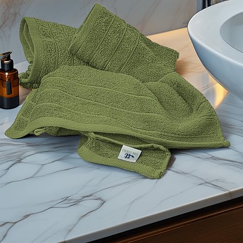 Tens Towels Pack of 6 Hand Towels, 100% Cotton, Lighter Weight, Quick to Dry, 16 x 28 Inches, Super Soft & Absorbent, Perfect for Bathroom & Kitchen, Green - color: Forest Green