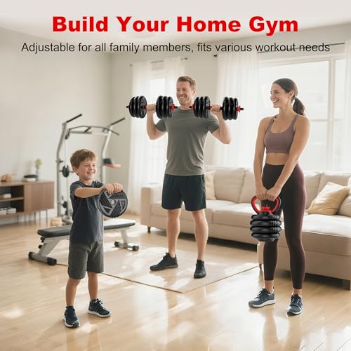 Adjustable Dumbbell Set, 20/30/45/70/90lbs, 5 in 1 Multi-Function Dumbbells | Converts to Barbell Kettlebell&Push up Stand, Free Weight Set for Home Gym Workout, Suitable for Men/Women Strength Training - size: 30LB(15LB Pair)
