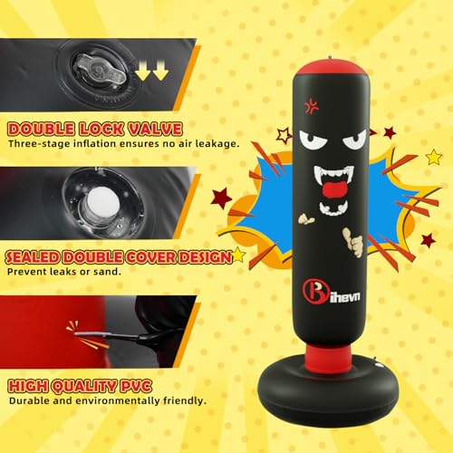 Children's Independent Punching Bag Inflatable Boxing Bag Set with Gloves and air Pump, Designed for 4-12 Years Old, Safe Decompression, The First Choice for Sports Toys, Great Value Gift