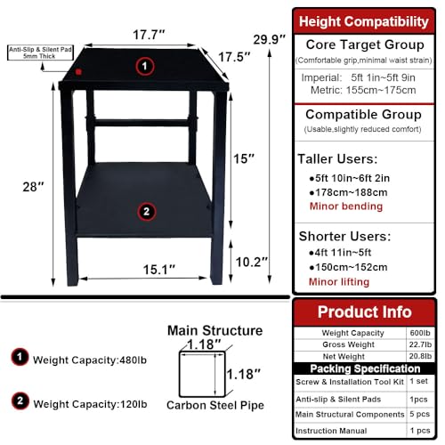 Commercial Heavy Duty Dumbbell/Kettlebell Rack Stand 500-800LBS | Heavy Duty One-Piece Welded Frame, Anti-Tip Non-Slip Base, Easy 6-Part 10-Min Assembly, Fitness Gear Storage for Garage - style: 2-Tier Heavy Duty Dumbbell Stand – Universal Fit, 600 lbs Ca