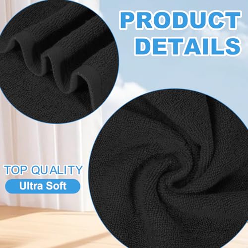 6 Pack 100% Cotton Wash Cloth, 12x12Inch Highly Absorbent and Soft Feel Fingertip Towels, Machine Washable Washcloths for Bathroom, Gym, Hotel, Spa and Kitchen, Black - color: Black 6 Pack