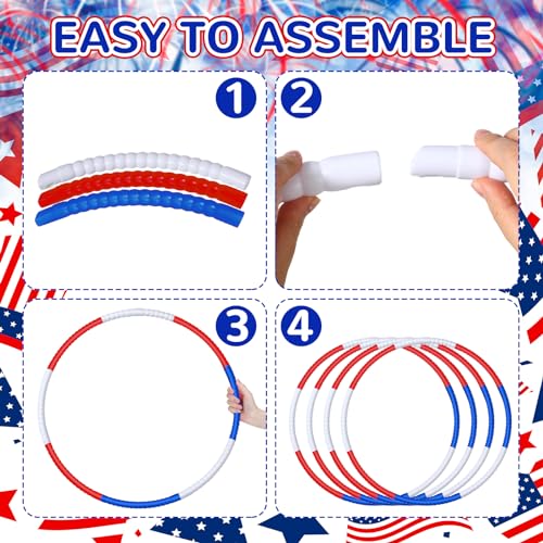 Sratte 12 Pcs Toy Hoop for Kid Detachable Adjustable Toy Hoop Colored Hoop Exercise Ring Plastic Circle for Kid Teen Gymnastics Dog Agility Equipment, Require Self Assembly(White, Blue, Red, 28 Inch) - color: White, Blue, Red, size: 28 Inch
