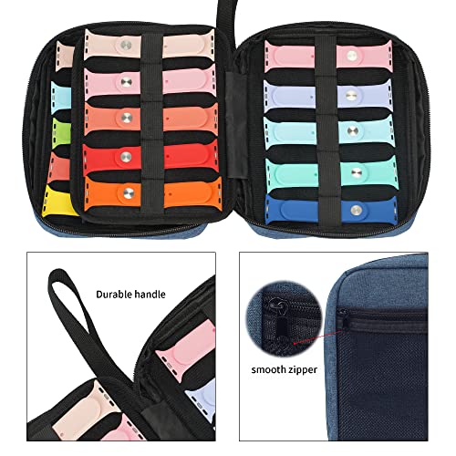 PACMAXI 20 Watch Bands Storage Carrying Case Compatible with Watches,Expandable Watch Band Holder Stores 20 Watch Bands Fit for Most Sizes of Watch Straps,Organizer for Watch Bands, Bag Only (Blue) - color: 1-blue