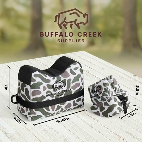Buffalo Creek Supplies All Weather Durable Front and Rear Shooting Rest Bags, Rifle Rest Sand Bag for Bench Rest Shooting, Hunting, Target & Competitive Sports Shooting-Unfilled - color: Classic Deer