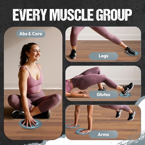 Gliding 9” Sliders for Working Out on Hardwood/Tile Floors, 1 Pair 4 Videos | The Original Exercise Sliders Disc for Full Body Fitness, Pilates, Core, Physical Therapy and Resistance Workouts - color: Grey (Hardwood)