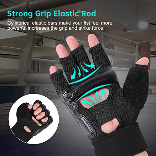 Kickboxing Sparring Gloves TKD Gloves for Men Women Half Finger Boxing Gloves Fighting Gloves Boxing Gloves for Punching Bag Training Gloves for Men Women Black - color: black, size: Large