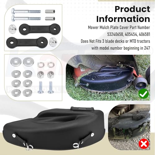 Karbay 532406581 Lawn Tractor 46-in Deck Mulch Cover Assembly Compatible with Craftsman Husqvarna AYP 46" Stamped Deck Mower, Replace 405454, 406581