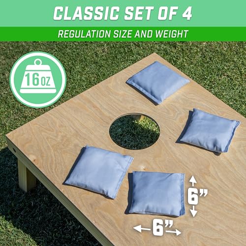 GoSports Classic Cornhole Bean Bags Set of 4-16 Colors Available - Regulation All Weather, Mix and Match - color: Gray