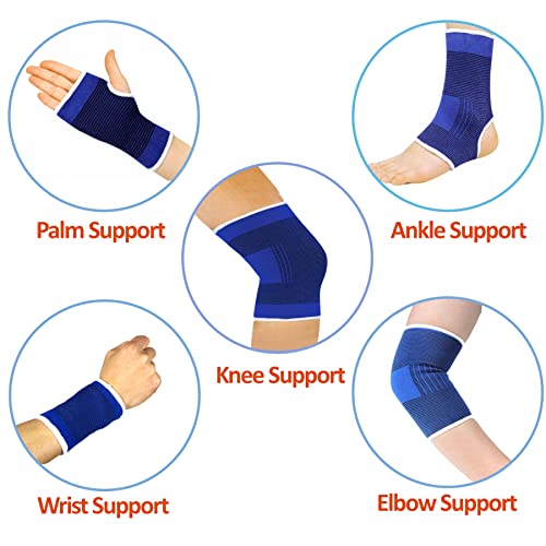 10-Piece Compression Support Brace Set for Knee, Elbow, Wrist Palm & Ankle | Joint Muscle Pain Sleeves For Gym Workout Recovery, 5 Pairs Of Athletic Braces For Sports Injury, Arthritis, Men & Women.