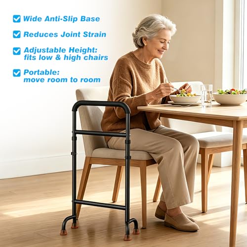 Stand Assist Aid for Elderly, Use on Chair & Couch, Fits Tight Spaces | Sturdy aluminum frame, 19.6" non-slip base. Adjustable 29.7"-39.7". 450 lb cap.Use on chair, couch, bed & toilet. - color: Black-aluminium