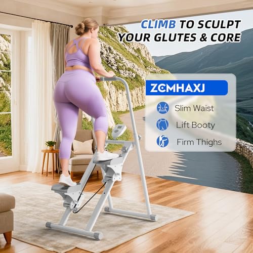 ZCMHAXJ Foldable Stair Stepper for Home, Adjustable Stair Climber with 4 Heights & 3 Angles, Compact Folding Vertical Stair Master for Exercise at Home for Full-Body Workout - color: White
