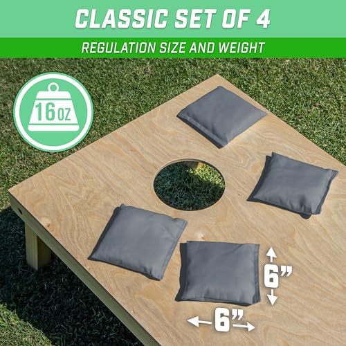 GoSports Classic Cornhole Bean Bags Set of 4-16 Colors Available - Regulation All Weather, Mix and Match - color: Dark Gray