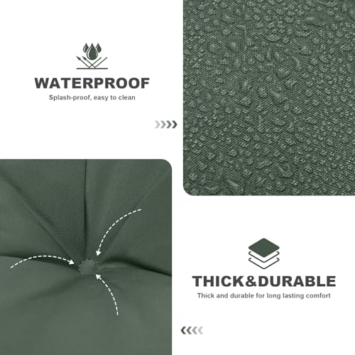 Porch Swing Cushions,Outdoor Cushions 3 Seater Replacement with Backrest, Waterproof Thickened Bench Cushion with Ties for Porch, Patio,Outdoor, Backyard and Garden (Dark Green 40 * 40 in) - color: Dark Green, size: 40x 40 inches