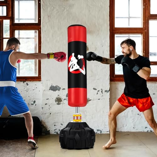 Goplus Freestanding Punching Bag, 70" Heavy Boxing Bag w/Fillable Base, 12 Suction Cups, Shock Absorbers, Kickboxing Bag with Stand for Men Women Adults Teens MMA Boxing Training Muay Thai