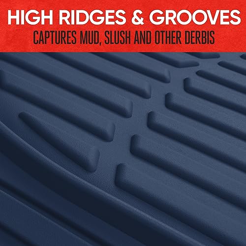 Motor Trend FlexTough Floor Mats for Cars, Blue Deep Dish All-Weather Car Mats, Waterproof Trim-to Fit Automotive Floor Mats for Cars Trucks SUV, Universal Floor Liner Car Accessories - color: Cobalt Blue, style: Full Set