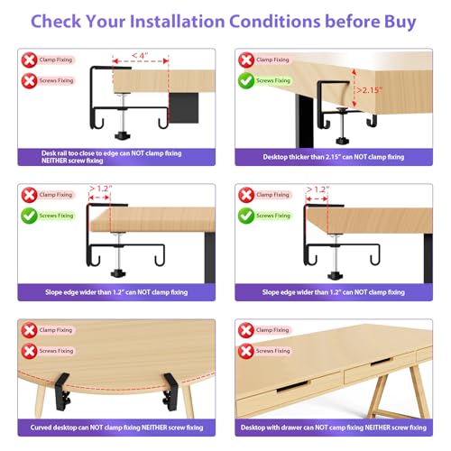 Univivi No Drill Under Desk Cable Management Tray, 36" Cord Organizer for Table, Clamp/Screw Mount Desk Cable Management, Premium Fabric Cable Management Tray for Office, Home - color: Black, size: 36"L x 5.5"W