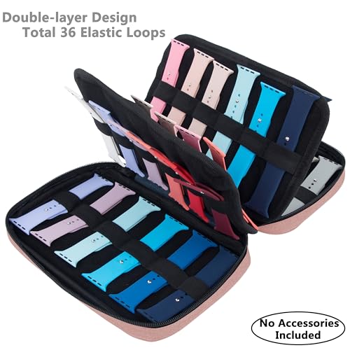 PACMAXI 36 Watch Bands Storage Case - Holds 36 Bands, Fits Most Sizes, Organizer for Watch Straps & Accessories - color: pink