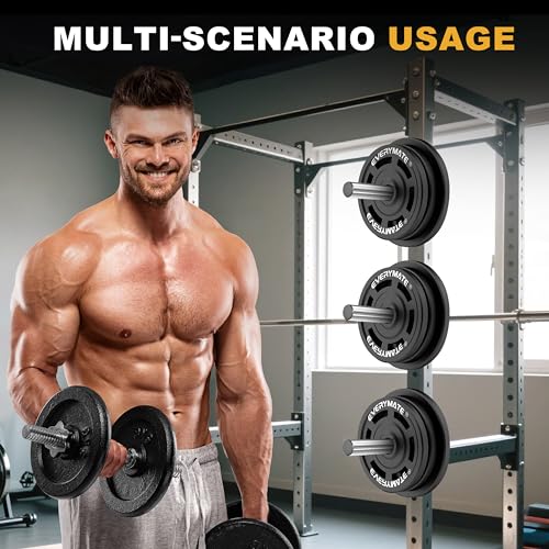 EVERYMATE Weight Plate Holder Power Rack Attachment 2 Inch Olympic Plate Storage Power Squat Rack Holder Weight Plates for 2x2 3x3 2x3 Power Cage Accessories Weight Plate Rack - color: C-1" hole(4pack)-Stainless Steel