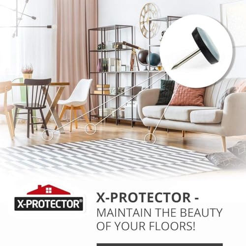 Chair Glides X-Protector – 1" Furniture Glides 24 pcs – Grey Nail-on Chair Sliders – Premium Chair Leg Floor Protectors – Slide Effortlessly with Chair Leg Pads That Protect Your Floor! - size: 1" 24 PCS Grey