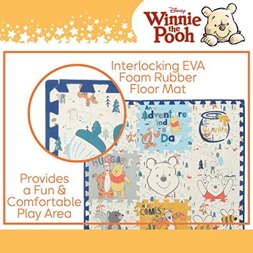 Disney Winnie The Pooh EVA Foam Mat, Winter Prairie Interlocking Flooring Tiles, Yellow, 36 x 36 Inches