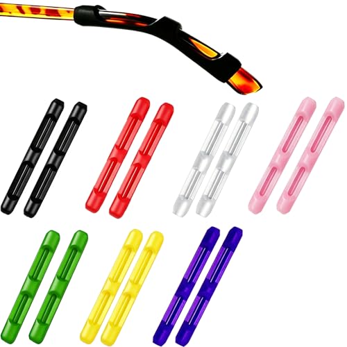 MOLDERP Eyeglass Ear Cushions, 7 Pairs Soft Silicone Anti Slip Glasses Ear Grip Temple Tips Comfort Ear Hook Pads, Non-Slip Flexible Eyewear Holder for Sports Running Daily Outdoor Wear (MIX, all) - color: L-clear