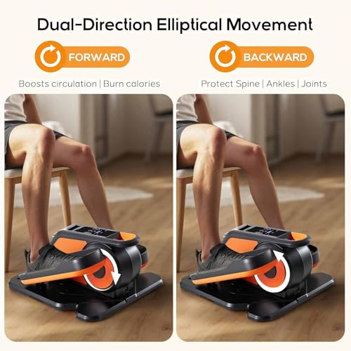 NEWBULIG Electric Seated Pedal Exerciser, Under Desk Elliptical Machine for Seniors, Quiet Portable Ellipse Leg Exerciser As Seen On TV with Remote Control, 12 Adjustable Speeds - color: Orange