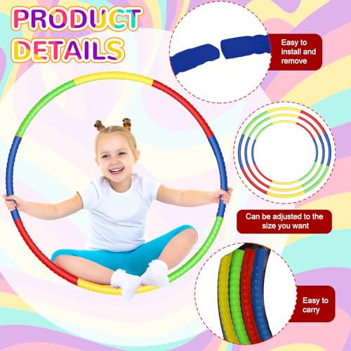 Sratte 12 Pcs Toy Hoop for Kid Detachable Adjustable Toy Hoop Colored Hoop Exercise Ring Plastic Circle for Kid Teen Gymnastics Dog Agility Equipment, Require Self Assembly(Classic Color, 32 Inch) - color: Classic Color, size: 32 Inch