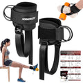 nooncrazy Ankle Straps for Dumbbell and Cable Machine, Dumbbell Foot Attachment with Longer Stronger Nylon Strap, Tibialis Trainer, Leg Extensions, Hamstring Curls for Women and Men - color: Black 2PC